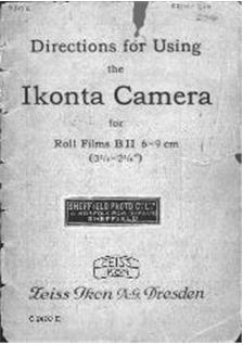 Zeiss Ikon Ikonta - Series manual. Camera Instructions.